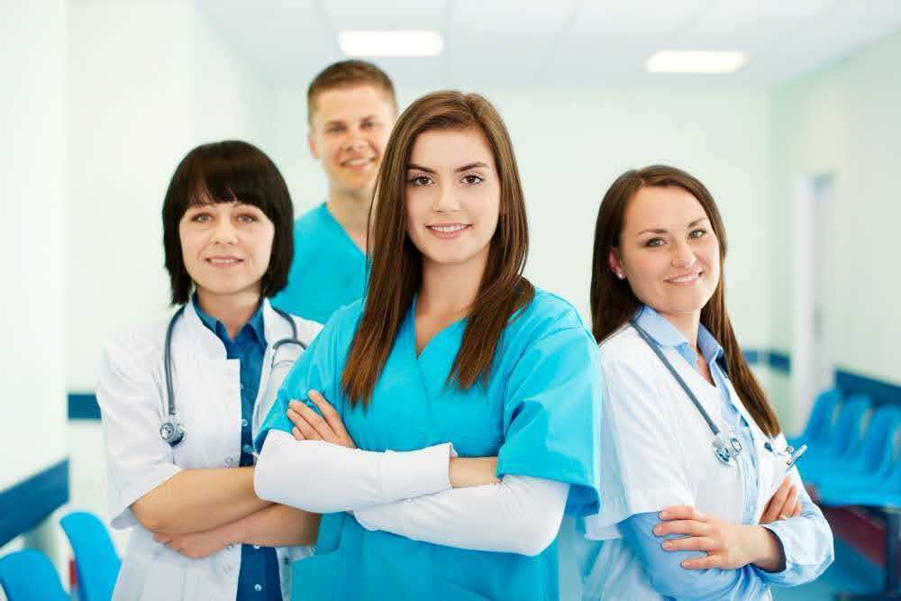 Beautiful nurses in a uniform.