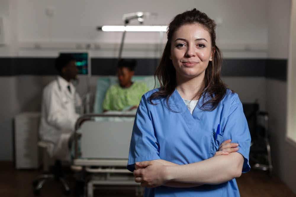 A nurse in a hospital ward.